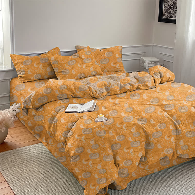 Ownkoti Halloween Pumpkin Moon Cotton Bedding Set - image 1