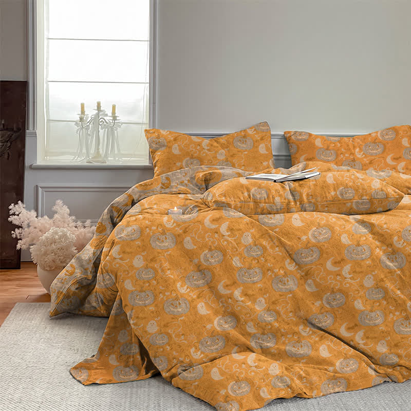 Ownkoti Halloween Pumpkin Moon Cotton Bedding Set - image 3