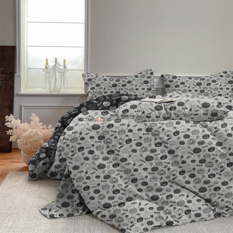 Ownkoti Halloween Monochrome Pumpkin Cotton Bedding Set - image 13