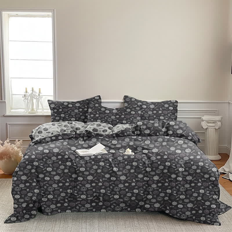 Ownkoti Halloween Monochrome Pumpkin Cotton Bedding Set - image 3