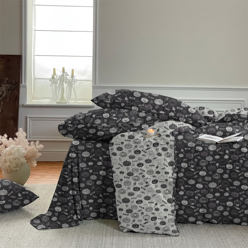Ownkoti Halloween Monochrome Pumpkin Cotton Bedding Set - image 6