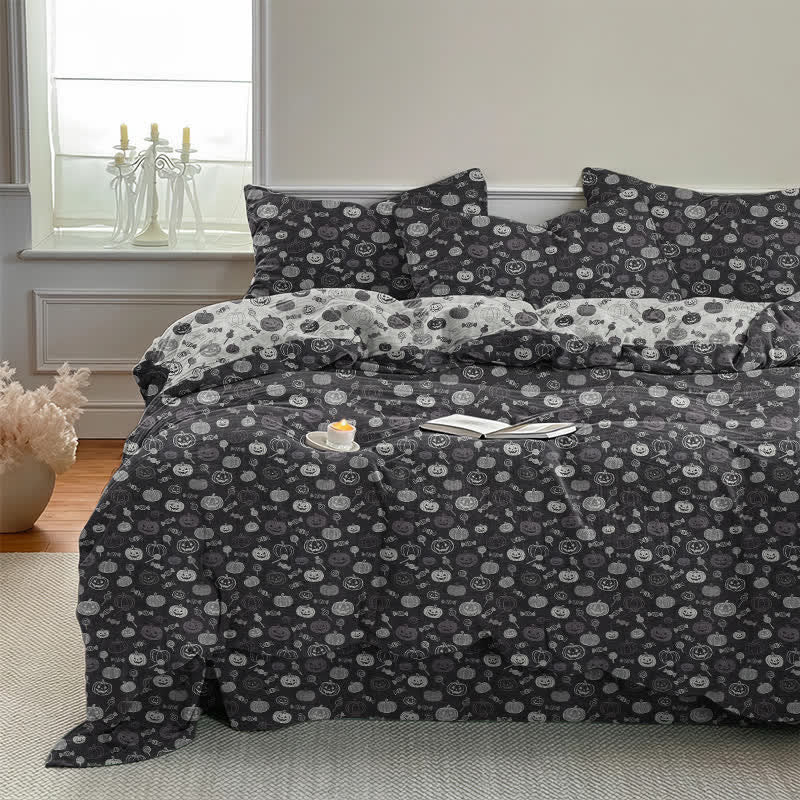 Ownkoti Halloween Monochrome Pumpkin Cotton Bedding Set - image 1