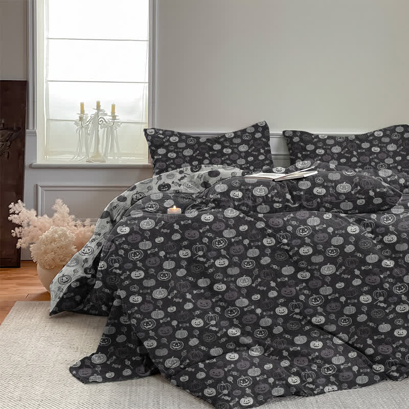 Ownkoti Halloween Monochrome Pumpkin Cotton Bedding Set - image 5
