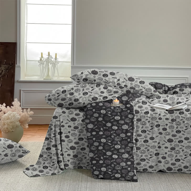 Ownkoti Halloween Monochrome Pumpkin Cotton Bedding Set - image 14