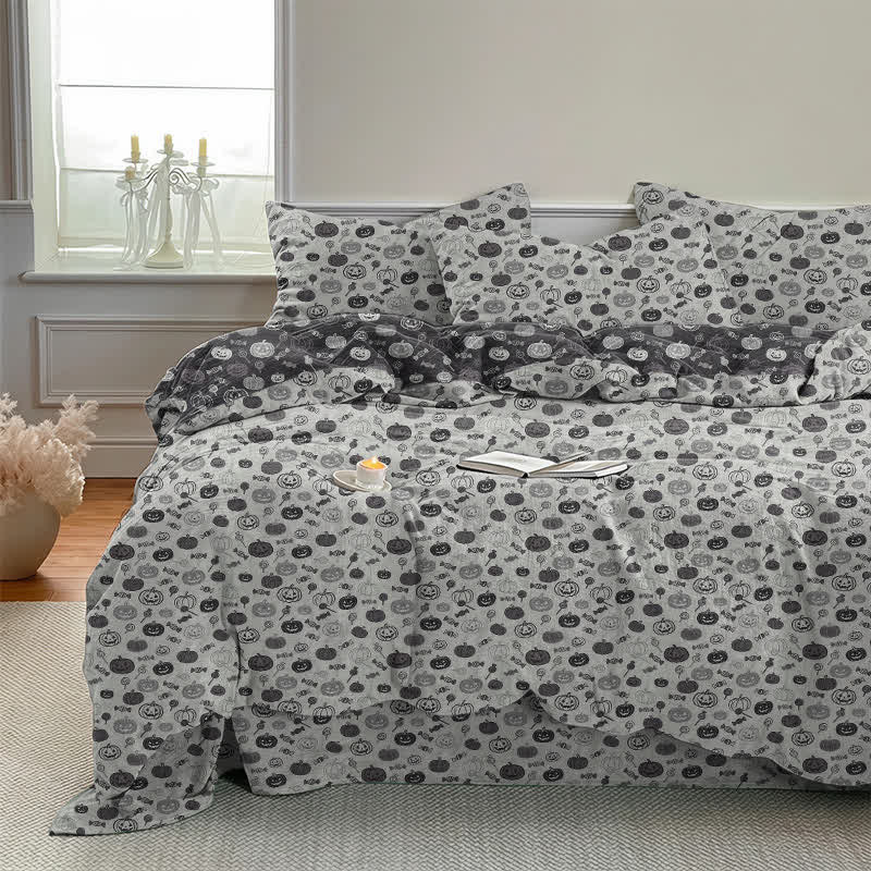 Ownkoti Halloween Monochrome Pumpkin Cotton Bedding Set - image 9