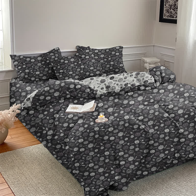 Ownkoti Halloween Monochrome Pumpkin Cotton Bedding Set - image 2
