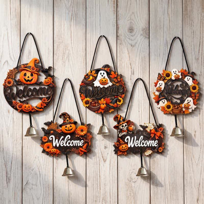 Ownkoti Gothic Wooden Halloween Welcome Door Sign - Set 5 Patterns - 5PCS - image 6
