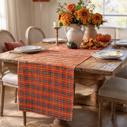 Ownkoti Orange Plaid Table Runner - image 4