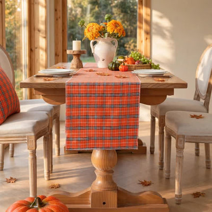 Ownkoti Orange Plaid Table Runner - Orange & Black - 72" x 13" - image 3