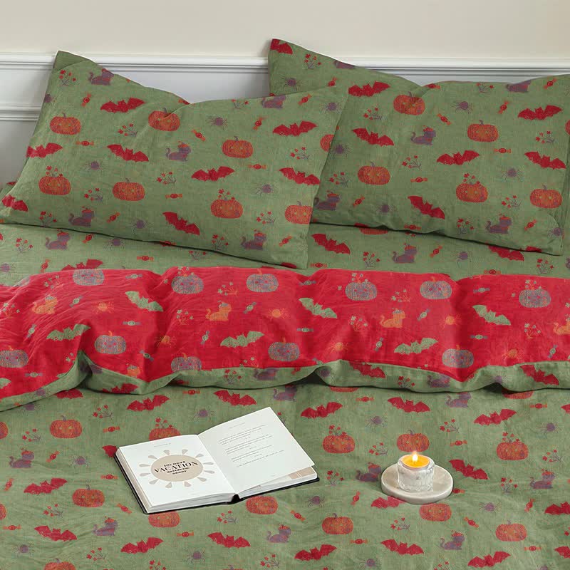 Ownkoti Halloween Pumpkin Bat Cotton Bedding Set - image 14