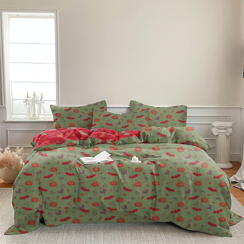 Ownkoti Halloween Pumpkin Bat Cotton Bedding Set - image 11