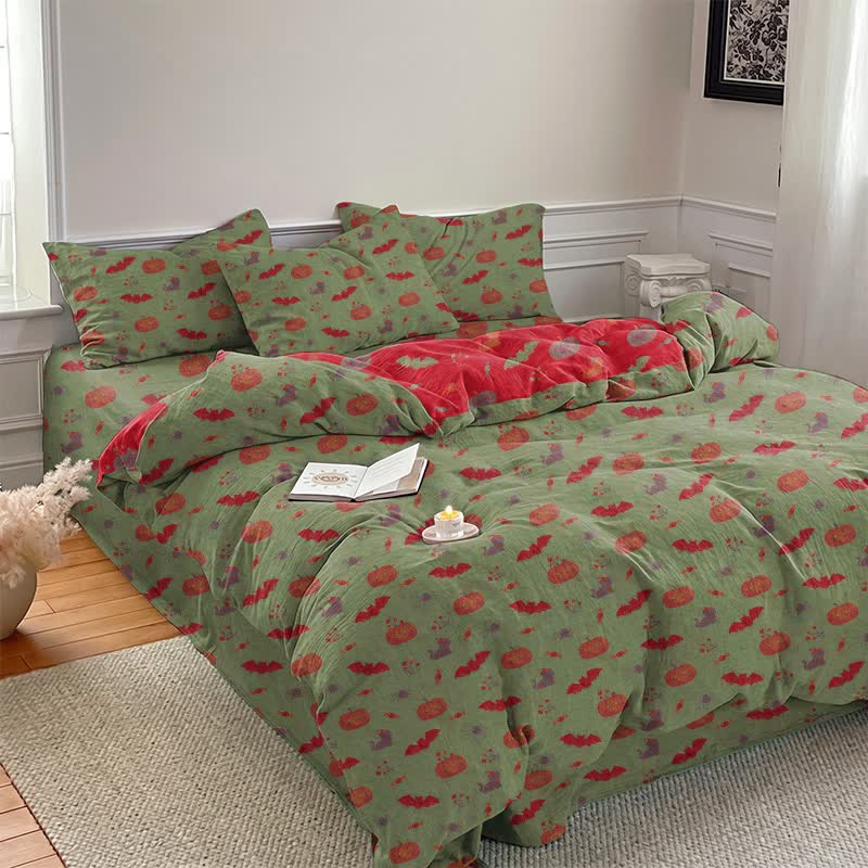 Ownkoti Halloween Pumpkin Bat Cotton Bedding Set - image 13