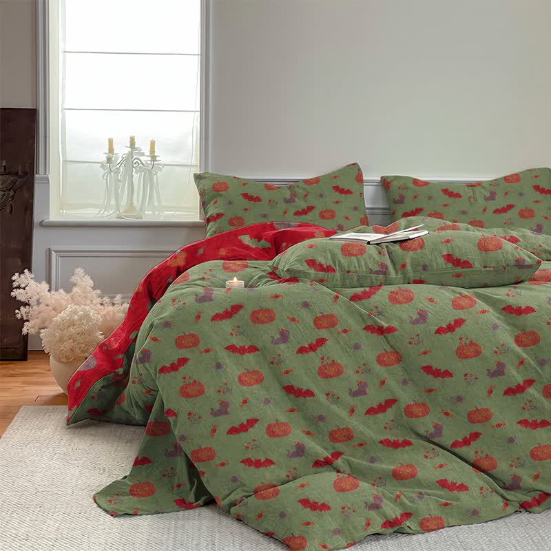 Ownkoti Halloween Pumpkin Bat Cotton Bedding Set - image 10