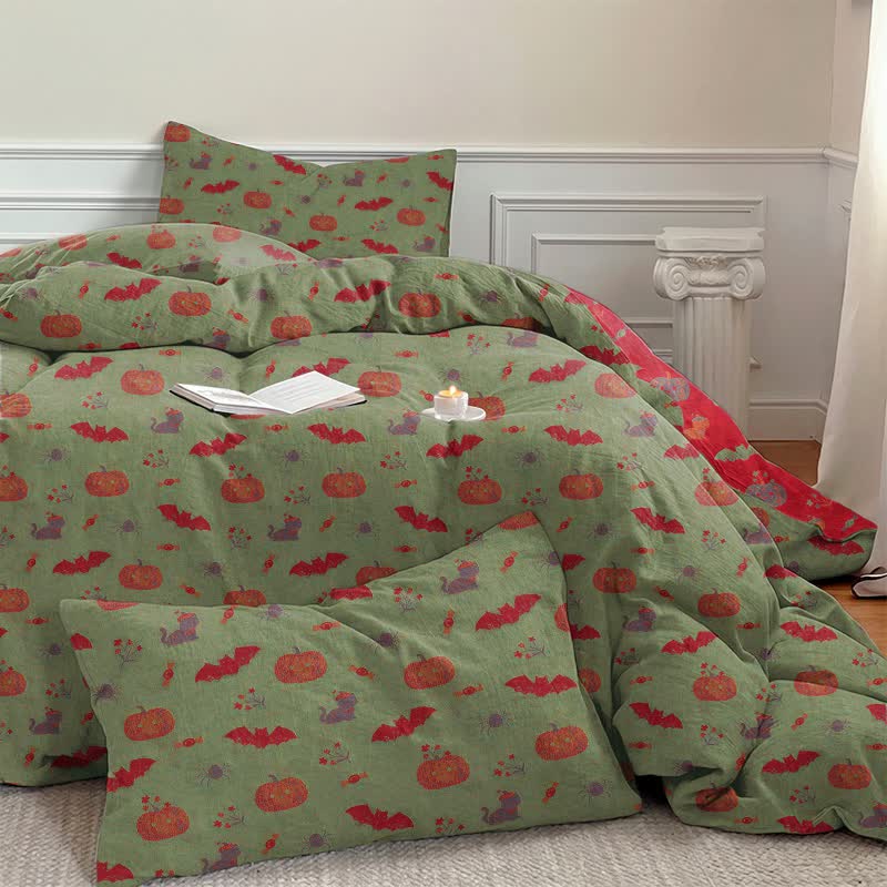 Ownkoti Halloween Pumpkin Bat Cotton Bedding Set - image 12