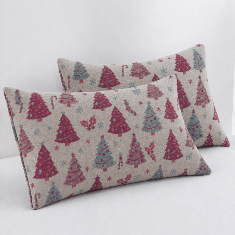 Ownkoti Festive Christmas Tree Cotton Gauze Blanket - Beige - 2PCS Pillowcases - 20" x 36" - image 23