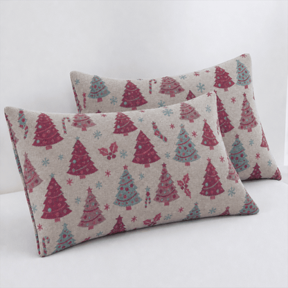 Ownkoti Festive Christmas Tree Cotton Gauze Blanket - Beige - 2PCS Pillowcases - 20" x 36" - image 23
