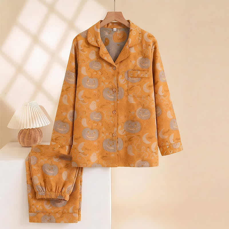 Ownkoti Orange Halloween Pumpkin Cotton Loungewear Set - image 1