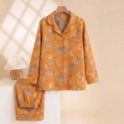Ownkoti Orange Halloween Pumpkin Cotton Loungewear Set - image 1