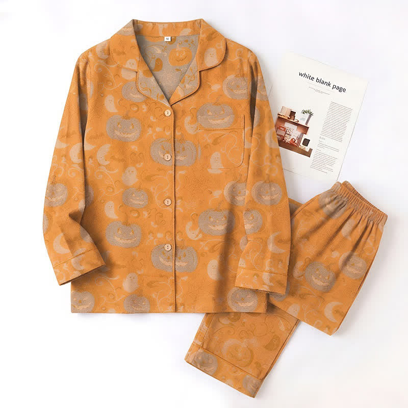 Ownkoti Orange Halloween Pumpkin Cotton Loungewear Set - image 2