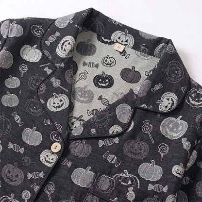 Ownkoti Black Halloween Pumpkin Candy Cotton Loungewear Set - image 3