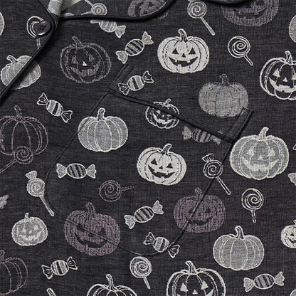 Ownkoti Black Halloween Pumpkin Candy Cotton Loungewear Set - image 4