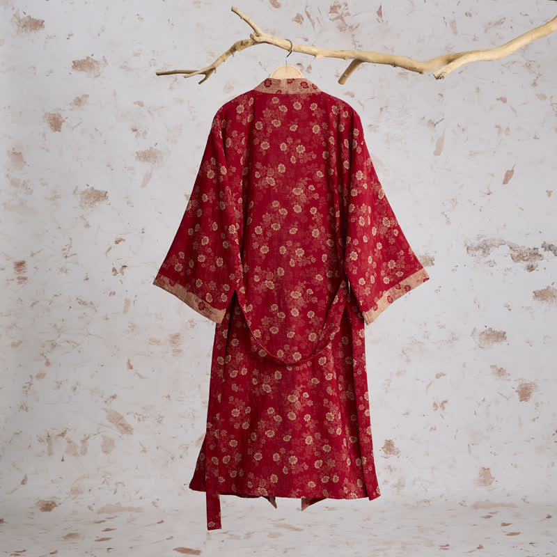 Ownkoti Retro Flower Cotton Gauze Kimono Robe - image 1