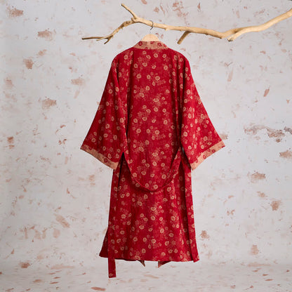 Ownkoti Retro Flower Cotton Gauze Kimono Robe - image 1
