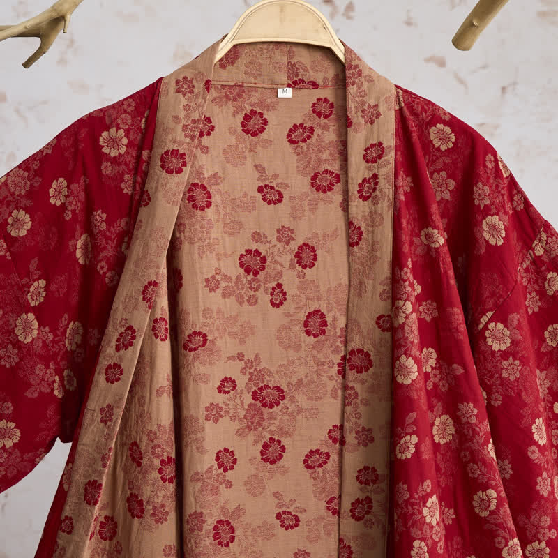 Ownkoti Retro Flower Cotton Gauze Kimono Robe - image 2