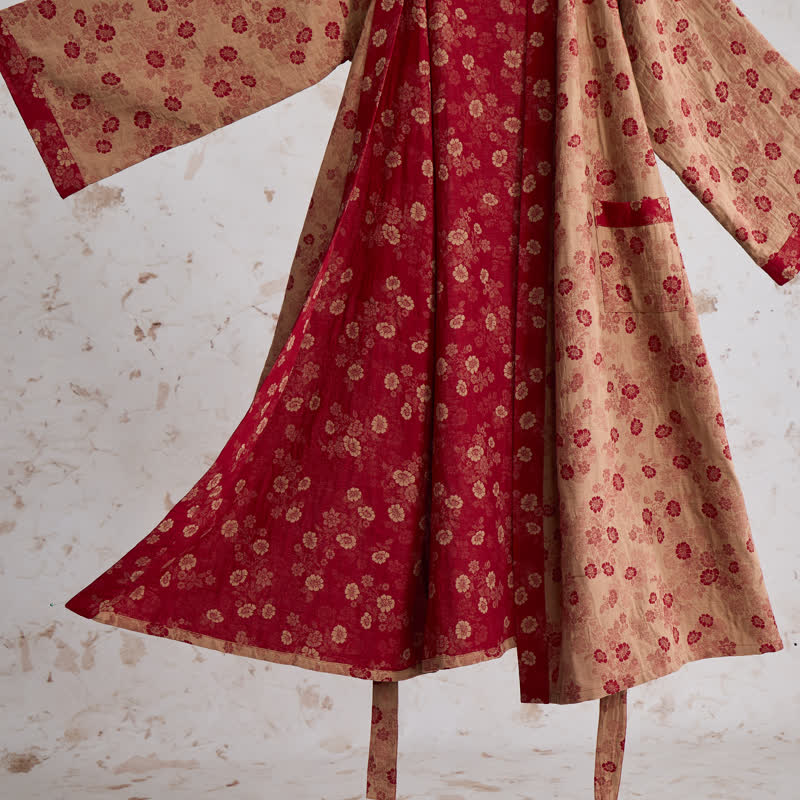 Ownkoti Retro Flower Cotton Gauze Kimono Robe - image 13