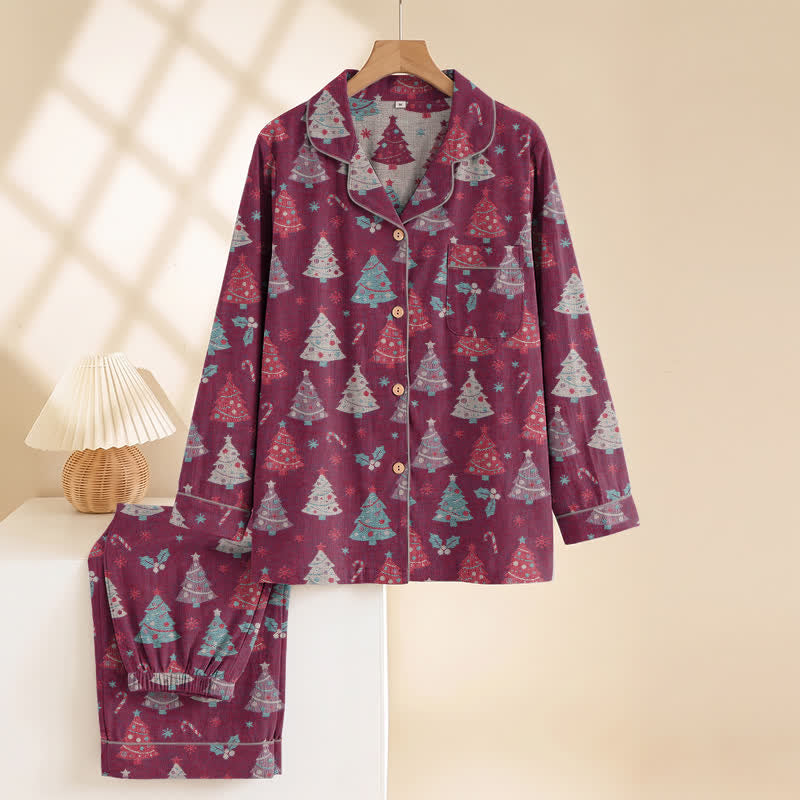 Ownkoti Christmas Tree Cotton Gauze Loungewear Set - image 13