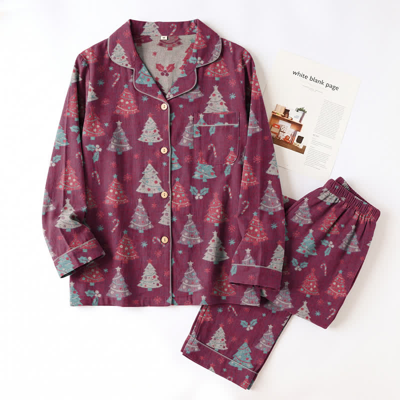 Ownkoti Christmas Tree Cotton Gauze Loungewear Set - image 14
