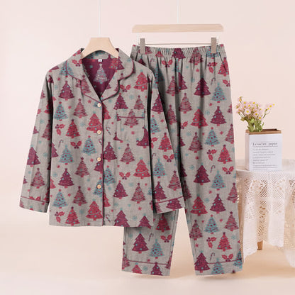 Ownkoti Christmas Tree Cotton Gauze Loungewear Set - Beige - XL - image 18