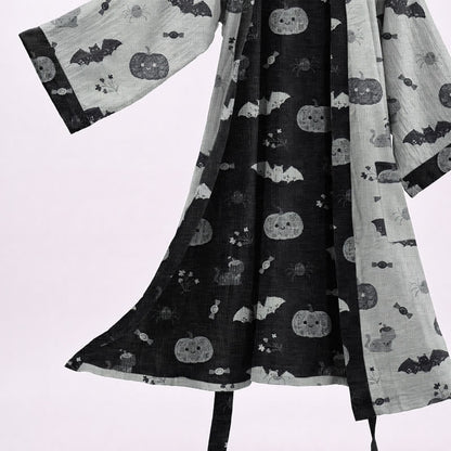 Ownkoti Halloween Pumpkin Bat Cotton Kimono Robe - image 8