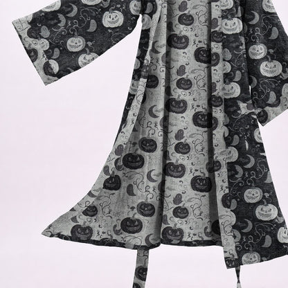 Ownkoti Halloween Pumpkin Moon Cotton Kimono Robe - image 3