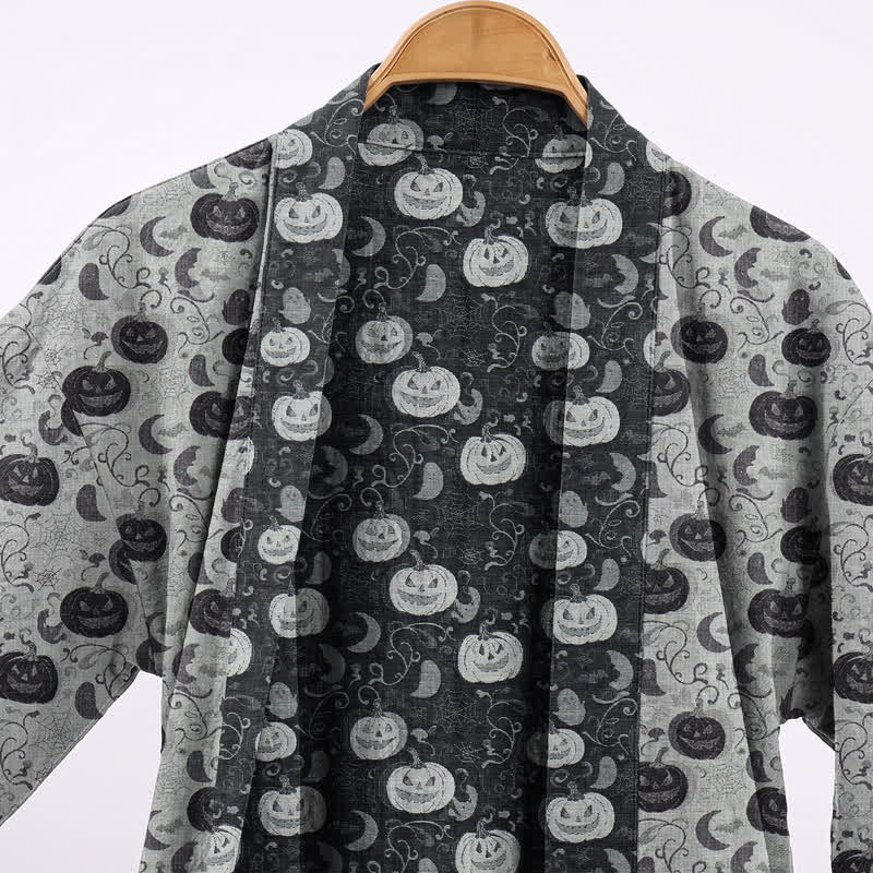 Ownkoti Halloween Pumpkin Moon Cotton Kimono Robe - image 7