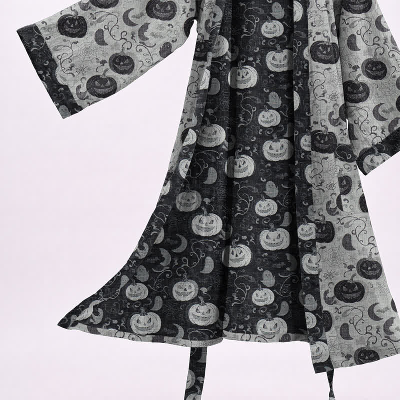 Ownkoti Halloween Pumpkin Moon Cotton Kimono Robe - image 8
