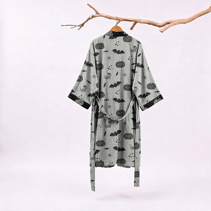 Ownkoti Halloween Pumpkin Bat Cotton Kimono Robe - image 6