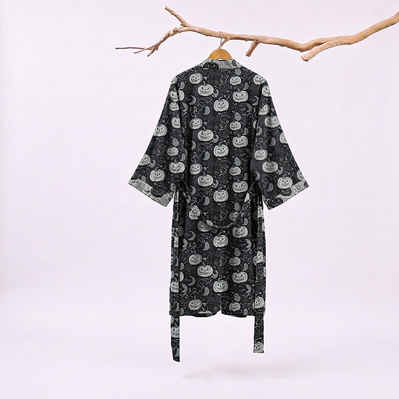 Ownkoti Halloween Pumpkin Moon Cotton Kimono Robe - image 1