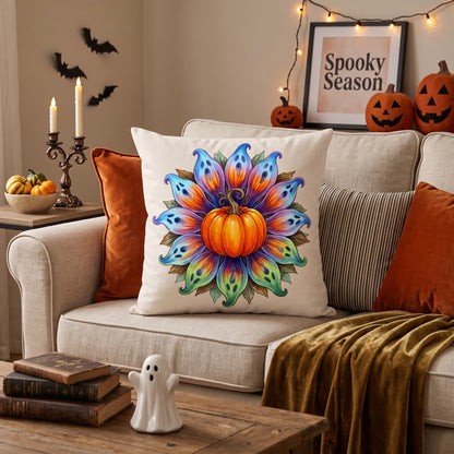 Ownkoti Halloween Pumpkin Flower Throw Pillow Cover - image 1