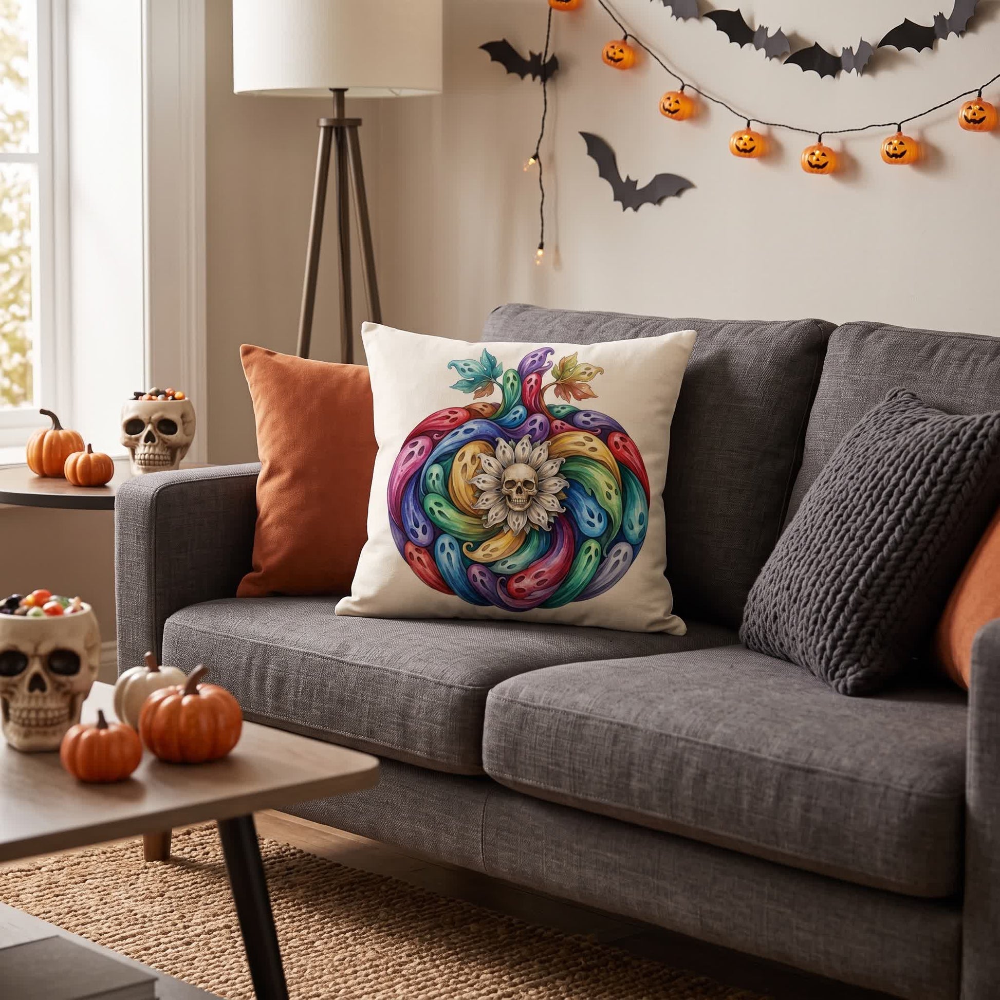 Ownkoti Rainbow Ghost Pumpkin Halloween  Pillow Cover - image 3