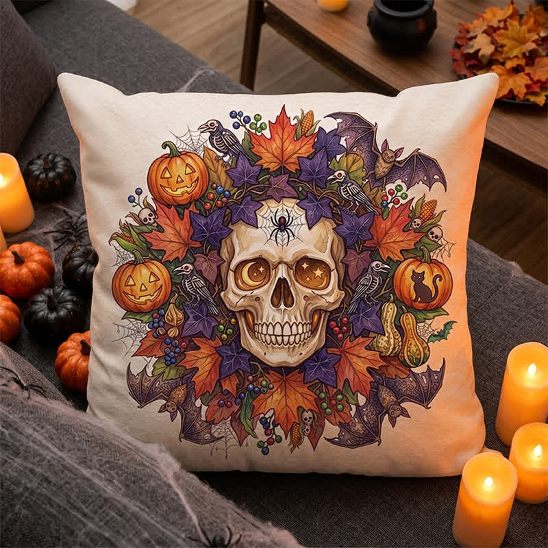 Ownkoti Vintage Gothic Halloween Skull Throw Pillow Cover - image 2