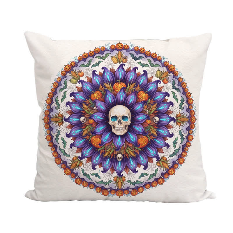 Ownkoti Halloween Gothic Skull Mandala Throw Pillow Cover  - image 3