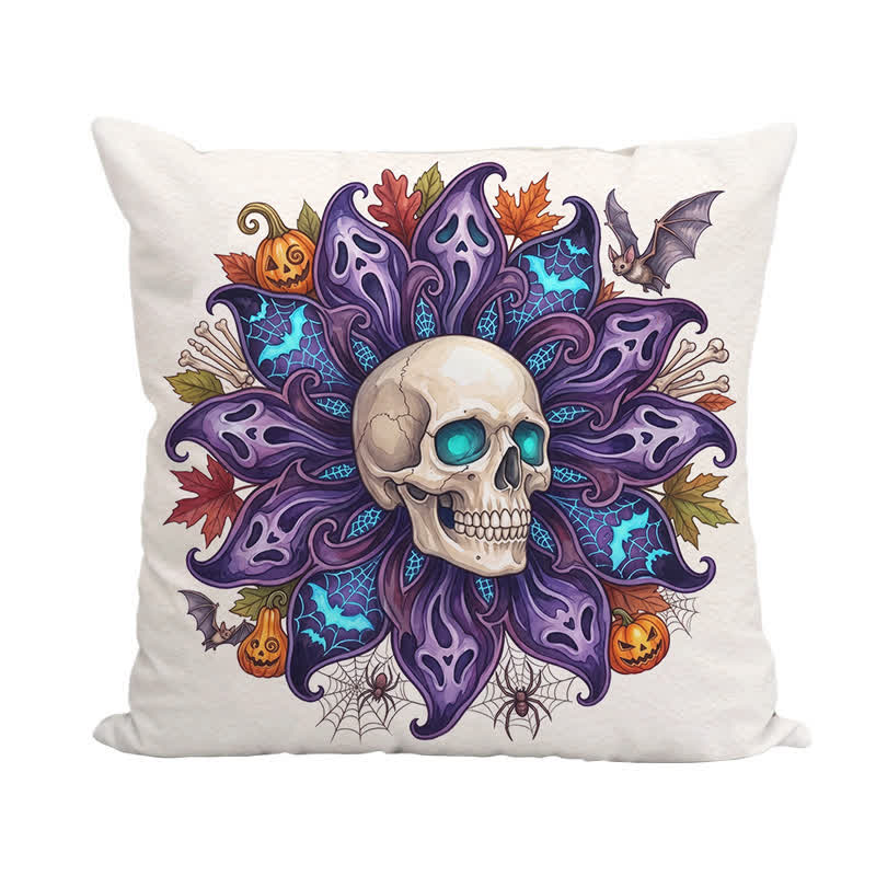 Ownkoti Nightfall Ghost Petal Skull Throw Pillow Cover - image 4