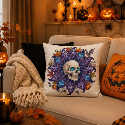 Ownkoti Nightfall Ghost Petal Skull Throw Pillow Cover - Cover + Insert - 2PCS - 18" x 18" - image 0