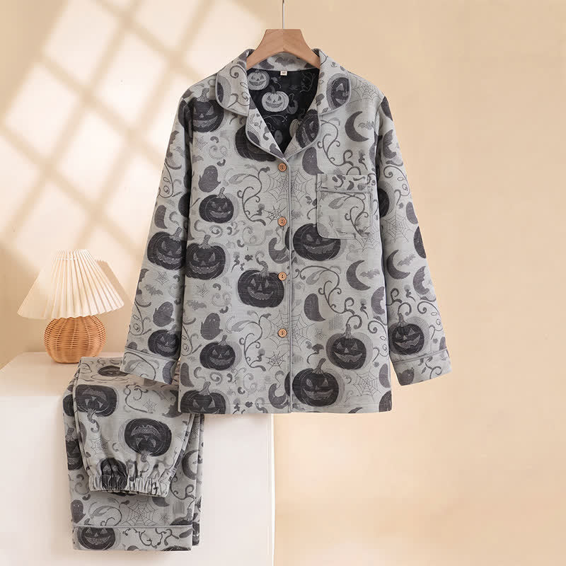 Ownkoti Spooky Night Pumpkin Ghost Cotton Sleepwear Set - image 6