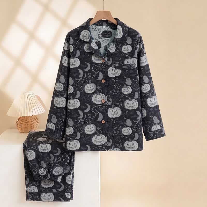 Ownkoti Spooky Night Pumpkin Ghost Cotton Sleepwear Set - image 1