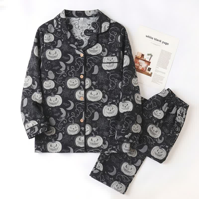 Ownkoti Spooky Night Pumpkin Ghost Cotton Sleepwear Set - image 2