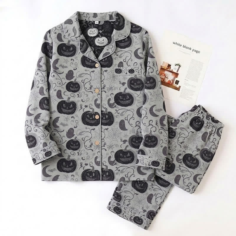 Ownkoti Spooky Night Pumpkin Ghost Cotton Sleepwear Set - image 7