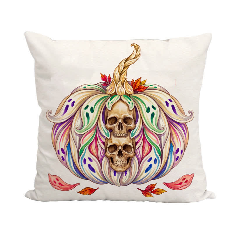 Ownkoti Mystical Twin Skull Pumpkin Throw Pillow Cover  - image 4