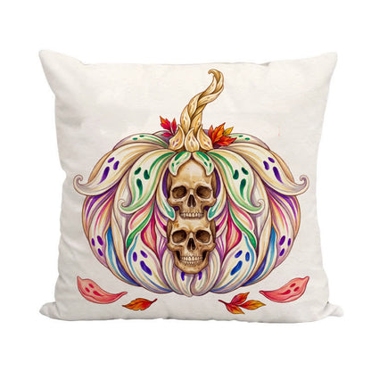 Ownkoti Mystical Twin Skull Pumpkin Throw Pillow Cover  - image 4